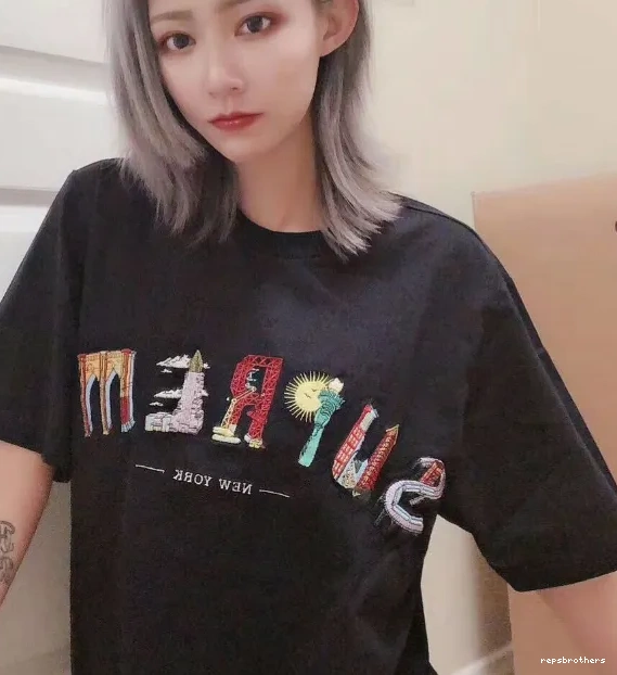 and T-shirt L White Black S Rainbow Arc 19SS Tee Embroidery City City Short Logo Arc sleeved XL M 0716
